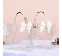 HENGBIRD Bolsa transparente 2 piezas, bolsas grandes de regalo con 2 lazos, bolsa PVC transparente Envases de regalo para cumpleaños bodas Navidad