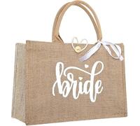 HENGBIRD Bolso de Yute Nupcial, Bolso de Yute Cuadrado, Bolsos de Novia de Grabado con Bride, Bolsa de Novia Impresa Bride, para Nupcial, Regalos Ideal