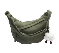 HENGBIRD Bolso Media Luna de Pana Verde, Bolso Cruzado Grande para Mujer