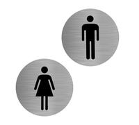 HENGBIRD Cartel autoadhesivo de 75 mm de diámetro, 100% aluminio, cartel de inodoro para mujer y hombre, vestidor, ideal para el inodoro, para puerta de inodoro, cartel para puerta de inodoro, cartel