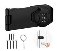 HENGBIRD cerradura de seguridad 4 pulgadas door lock pestillo puerta exterior Contraseña de 3 dígitos cerradura taquilla para puertas pequeñas armarios garaje trastero jardín negro