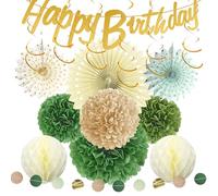 HENGBIRD Decoración Cumpleaños Happy Birthday, Adornos Fiesta Feliz Cumpleaños con Pompones de Papel