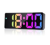 HENGBIRD Despertador digital LED con números grandes, espejo despertador digital con repetición, brillo regulable, control por voz, batería/USB tipo C, moderno reloj de mesita de noche para dormitorio