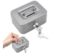 HENGBIRD Elegante caja de acero, pequeña caja fuerte, caja fuerte pequeña con cerradura con llave, caja registradora con cerradura con ranura, caja fuerte, caja fuerte para propinas
