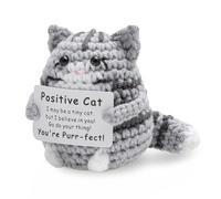 HENGBIRD Gato Amigurumi Crochet Portafortuna - Muñeco Positivo Hecho a Mano Apoyo Emocional - Mini Peluche Gato 10x7x7cm 60g Regalo Positivo Decoración & Regalos Mujer