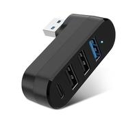 HENGBIRD HubUSB 4 Puertos 3.0 Giratorio 180° - Mini HubUSB con 1×USB-C, 1×USB 3.0 Alta Velocidad & 2×USB 2.0 AdaptadorUSB Plug and Play Compacto Portátil para PC Ordenador Portátil MacBook PS5 Xbox