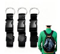 HENGBIRD Juego de 3 Correas para Equipaje, Accesorios de Viaje Ajustables para Sujetar Chaquetas o Mochilas, Correas Negras para Equipaje de Mano o Carrito