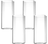 HENGBIRD Juego de 4 vasos de agua transparentes de 400 ml, cuadrados, elegantes vasos de bar para agua, zumos, cervezas, cócteles, mojito y bebidas mixtas (cuadrado fino)