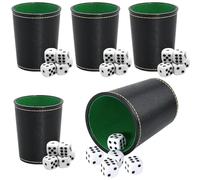 HENGBIRD Juego de 5 cubos de piel, incluye 25 dados: juego de dados, vasos de piel, juegos de viaje para adultos