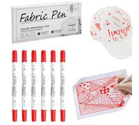 HENGBIRD Juego de 6 Rotulador Textil Permanente, 1-5mm Rotuladores Doble Punta No Tóxicos y Lavable Marcadores para DIY Pintura Tela Ropa Zapatos Sombrero Bolsa de Lona Camisetas (Rojo)
