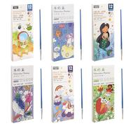 HENGBIRD Libro para colorear de acuarela de 6 piezas para niños, acuarelas niños de 72 páginas, libro para colorear de acuarela con cepillo para tanque de agua, pintar con agua