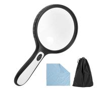 HENGBIRD Lupa con luz espejo de aumento de 30 aumentos, con 4 luces LED, lupa de lectura con luz, lupa de mano de alta claridad y peso ligero, con bolsa de almacenamiento, para joyeros mayores
