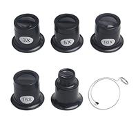 HENGBIRD Lupa de Relojero, Juego de 4 Lentes de Lupa de Diferentes fortalezas relojeros Herramienta 3X 5X 10X 15X 20X Aumento Jewellers Watchmaker Eye Loupe Lupa Set (Negro)