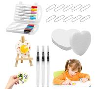 HENGBIRD Magic Puffy Paint Kit para Niños - Set de Pintura 3D con Papel de Espuma Texturizado, 12 Colores, Pinceles de Agua, Mini Caballete - Manualidades Creativas Regalo Lavable y No Tóxico