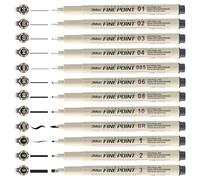 HENGBIRD Micron Fineliner Bolígrafos, 12 unidades, juego de rotuladores negros, varios anchos de línea, resistentes al agua para artistas, ilustraciones, bocetos, dibujo técnico