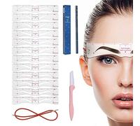 HENGBIRD Plantilla 4D para principiantes, 12 estilos, juego de plantillas para cejas con cuerda fija y afeitadora de cejas, sello reutilizable DIY para maquillaje rápido