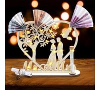 HENGBIRD Regalo Boda Madera con Guirnalda Luminosa LED - Caja Regalo Boda Original y DIY para Novios - Decoración Romántica de Mesa, Hecho a Mano con Tubo de Vidrio, Tarjeta y Bolsa de Regalo