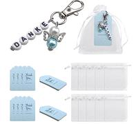 HENGBIRD Regalos de Ángel de Guarda 20 Piezas Llavero Ángel de la Guarda + bolsa de organza + tarjeta de agradecimiento, Colgante Llavero, Recuerdos para Bodas, Bautizos, Partido, Navidad
