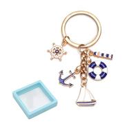 HENGBIRD Regalos marítimos colgante de llaves azul con ancla, velero y decoración náutica, bolsas de regalo, regalo para mujeres, jóvenes, regalo de cumpleaños