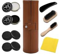 HENGBIRD Shoe Polish & Care Kit, Leather Shoe Shine Kit with Brown Wax, Shoe Brushes for Polishing