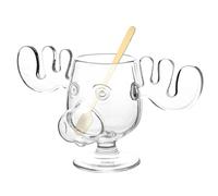 HENGBIRD Taza de Alce Eierlikör, Vasos de Alce de Vidrio de Borosilicato, Taza de Navidad Moose Mug, Vasos para Licor de Huevo Navideño, 200ml de Capacidad, para Griswold Christmas Vacation
