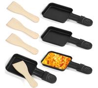 HengBO Sartenes de Raclette Grill, Recubrimiento Antiadherente, Con Asa Aislante, Con 4 Espátulas de Madera Para Raclette, Disponible En Piedras Asar Carne