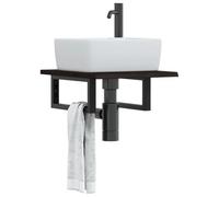 HengCaDa Tapa de tocador con soporte de acero y madera maciza de roble para cuarto de baño, mueble con espacio de almacenamiento, estante, organizador, montaje en pared, soporta hasta 100 kg