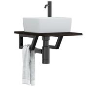 HengCaDa Tapa de tocador con soporte de acero y madera maciza de roble para muebles de baño, mueble de baño, lavabo, estante, almacenamiento, estante de pared, duradero, moderno, resistente