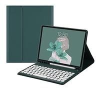 HENGHUI Funda de teclado para Galaxy Tab S9/S8/S7 de 11/11 pulgadas, funda magnética desmontable para teclado de color, bonita tecla redonda, verde oscuro
