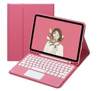 HENGHUI Funda de teclado para iPad Pro de 11 pulgadas, 4ª tercera generación con panel táctil, teclado de color redondo y lindo iPad Pro de 11 pulgadas, teclado táctil desmontable delgada y cubierta inteligente rosa oscuro 2022