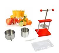 HENGJINGTR Exprimidor de Acero Inoxidable para el hogar, Prensa de Vino de Frutas y Hierbas con Capacidad de 6L. Fácil de Exprimir y Limpiar (Rojo).
