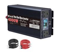 HENGJINGTR Inversor De Potencia, 4000W DC 12V-72V A AC 110V/230V Convertidor, Pantalla LED con 2 Salidas AC para RV, Camping Y Hogar, Inversor De Onda Senoidal Pura,24v to 110v