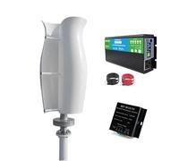 HENGJINGTR Kit de Generador de Turbina Eólica de Eje Vertical, 3000W 24V 48V 2 Hélices Turbina Eólica AC 3 Fases de Imanes Permanentes para Hogar, Granja (con Inversor de 3000W),12v
