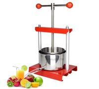 HENGJINGTR Manual De 2L/3L/6L Manual De Acero Inoxidable, Prensa De Vino, Separador De Jugo De Fruta con Alta Eficiencia De Extracción De Jugo, Adecuado para Manzanas Y Limones (Rojo),6L