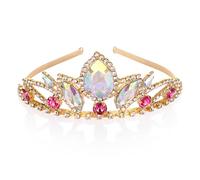Hengkaixuan Corona de diamantes de imitación Aurora Borealis: bonita tiara de Rapunzel, oro brillante, cosplay de Halloween y Navidad, disfraz enredado, dulce regalo para niñas, decoración de pastel