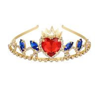 hengkaixuan Disfraz temático de Halloween, tiara Evie, tiara dorada, corona de Evie Descendientes, corona de corazón rojo y azul, corona de Evie, princesa, Navidad, cumpleaños, regalo para