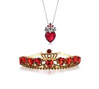 hengkaixuan Evie Red Heart Tiara y Collar Descendientes Red Heart Crown Conjunto de Joyas Tema Tiara Halloween Princesa Disfraz de Navidad Regalo para Adolescentes para niñas