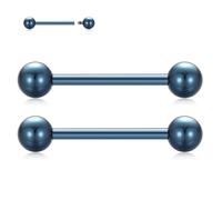 hengkaixuan G23 - Piercing de titanio para pezón, 1 par de anillos para pezón, barra recta, joyería corporal, cejas, piercing de lengua con rosca interna, 12, 14, 16 G, Titanio, No es una piedra