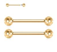 hengkaixuan G23 - Piercing de titanio para pezón, 1 par de anillos para pezón, barra recta, joyería corporal, cejas, piercing de lengua con rosca interna, 12, 14, 16 G, Titanio, No es una piedra