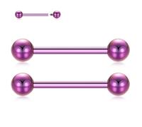 hengkaixuan G23 - Piercing de titanio para pezón, 1 par de anillos para pezón, barra recta, joyería corporal, cejas, piercing de lengua con rosca interna, 12, 14, 16 G, Titanio, No es una piedra