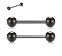 hengkaixuan G23 - Piercing de titanio para pezón, 1 par de anillos para pezón, barra recta, joyería corporal, cejas, piercing de lengua con rosca interna, 12, 14, 16 G, Titanio, No es una piedra