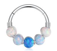 hengkaixuan Piercing de aro de acero quirúrgico 316L con ópalo para nariz, piercing para tragus, rook, daith, cartílago, hélice, caracola, Acero inoxidable, No es una piedra preciosa