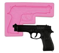 HengKe 2 moldes de silicona para pistola de pistola, pistola suave 3D para panecillos, esteras de impresión barrocas, pudín, chocolate, cubitos de hielo, pasteles de pastelería, decoración de magdalenas, arcilla polimérica
