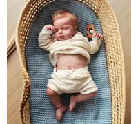 Hengluck Reborn Muñecas de bebé rubias niña 51 cm hechas a mano Reborn Bebés lavables cuerpo de vinilo muñeca realista Reborn parece un bebé real (ojos cerrados niña)