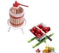 HENGMEI 12L Prensa de Fruta Prensa de Fruta Manzana Prensa Exprimidor maische y 7L Fruta Trituradora Manual Molinillo para Las Uvas Las, Manzanas