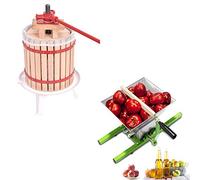 HENGMEI 18L Prensa de Fruta Prensa de Fruta Manzana Prensa Exprimidor maische y 7L Fruta Trituradora Manual Molinillo para Las Uvas Las, Manzanas
