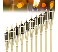 HENGMEI Antorchas de jardín para exteriores, antorcha de bambú, antorchas de aceite de lámpara de bambú, antorchas para jardín, decoración de jardín, camino, iluminación de césped (juego de 36)