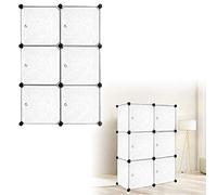 HENGMEI Armario Armario sistema de estanterías con puertas de plástico PP para guardar ropa, libros, montaje DIY (6 cajas con puerta, blanco)