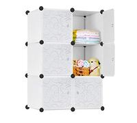 HENGMEI Armario con sistema de estanterías, con diseño de color blanco (6 cajas con puerta)