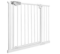 HENGMEI Auto Close - Rejilla de protección para puertas de niños o animales, sin taladrar, apertura bidireccional 180°, 95-105 cm, color blanco
